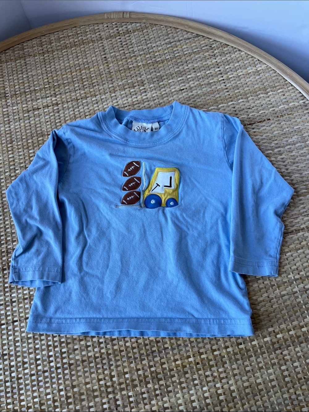Luigi kids Light Blue Toddler Long sleeve Tee Construction Football embroider 3T